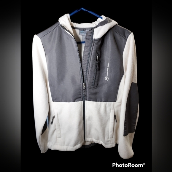 Free Country hoodie jacket small mirco-fleece off white& gray - Picture 16 of 16